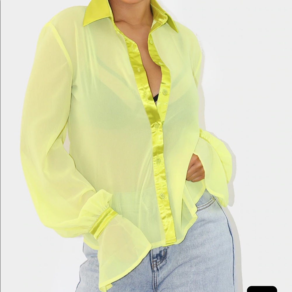 Pale lime chiffon blouse
